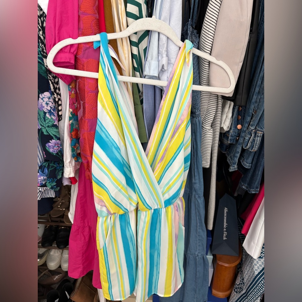 Peach Love California Multicolor Striped Jumpsuit